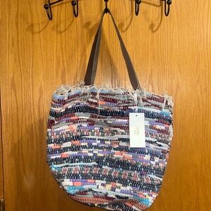 Raj Beach Bag With Leather Handles